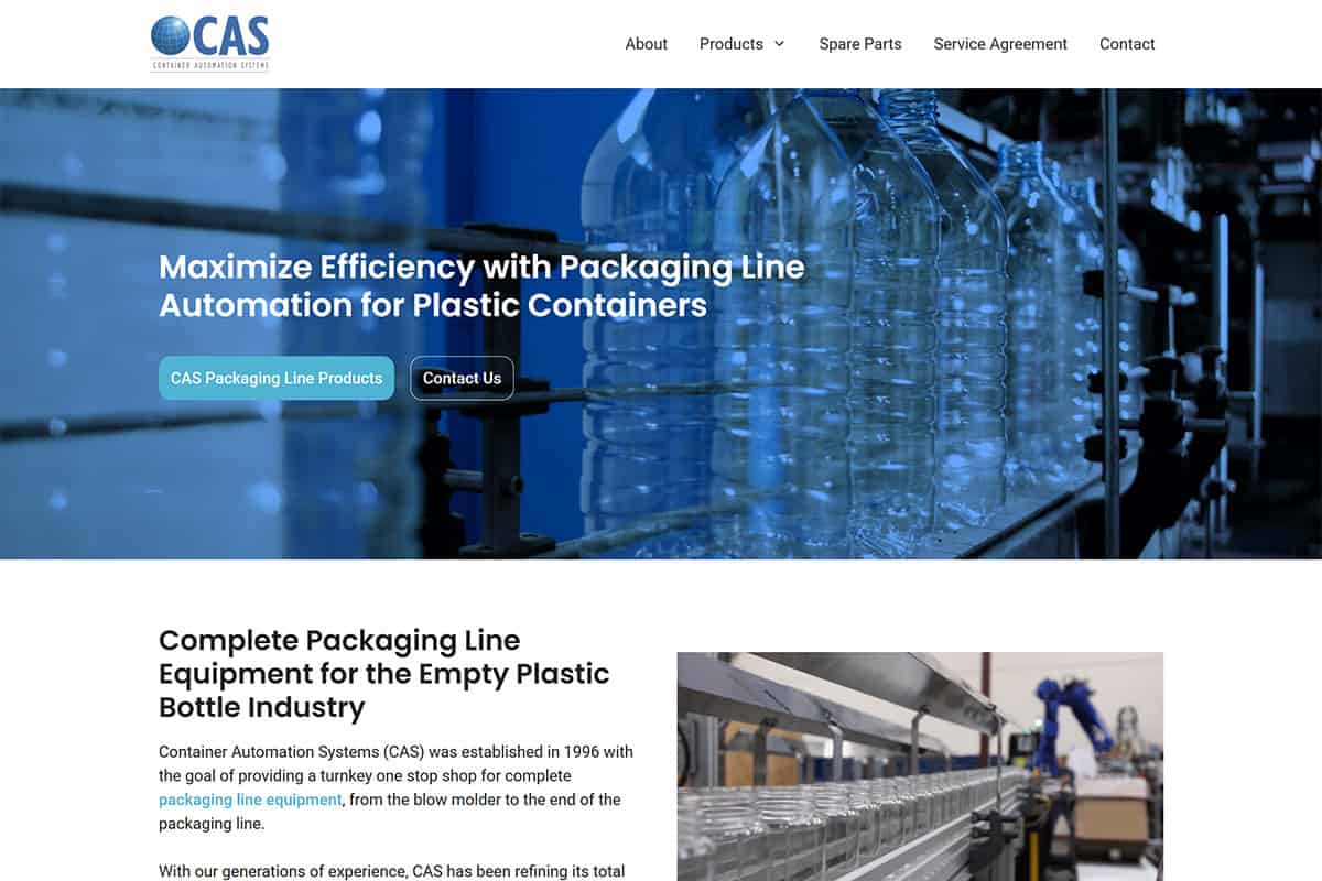 Container Automation Systems web design project homepage