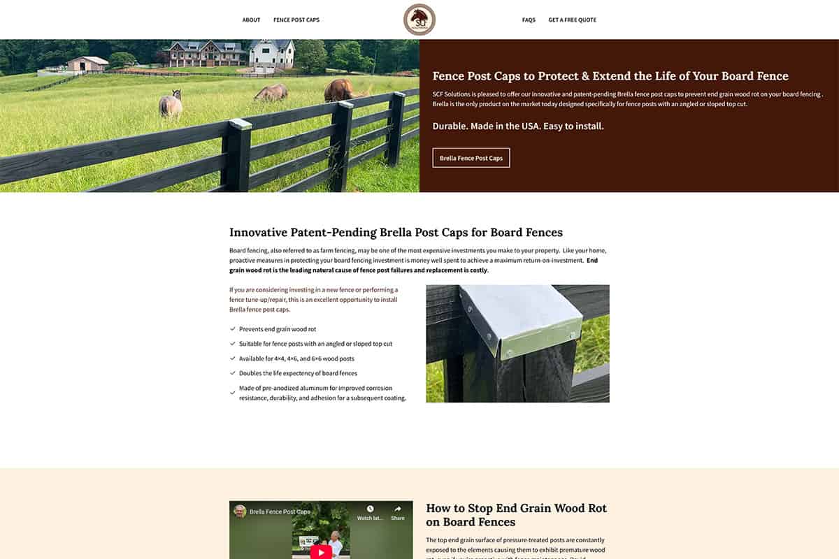 SCF Solutions web design project homepage