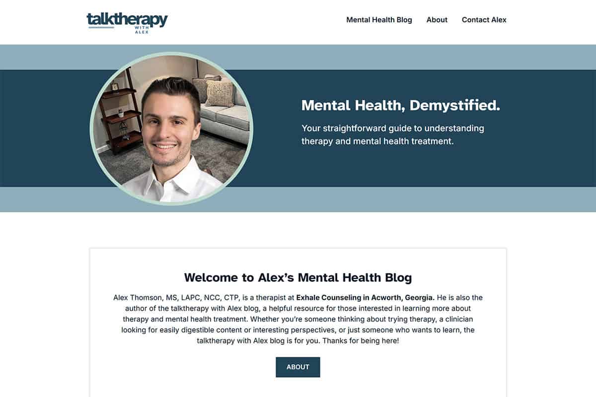 Talk Therapy with Alex web design project