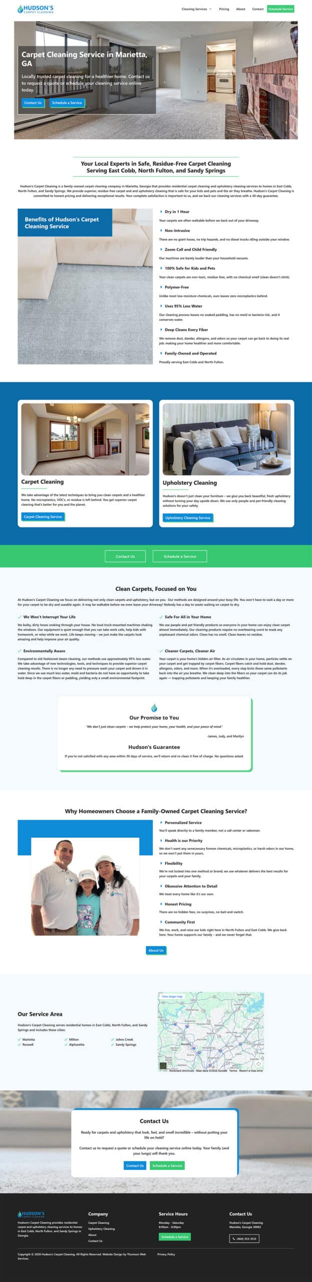 Hudson's Carpet Cleaning homepage