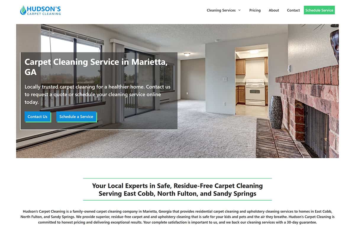 Hudson's Carpet Cleaning homepage