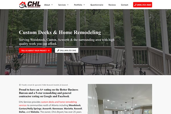 CHL Services homepage