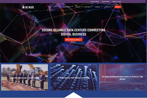 DC BLOX website design project homepage
