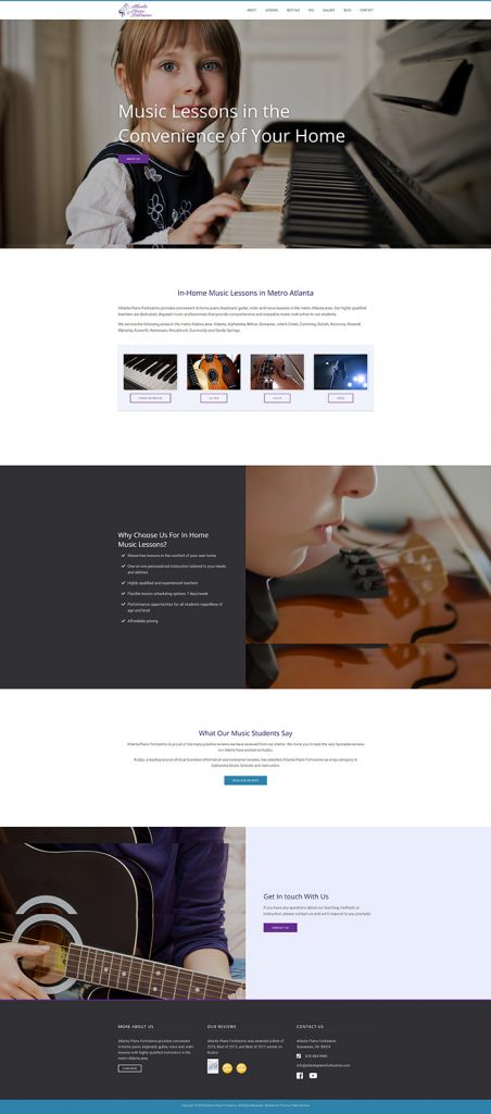 Atlanta Piano Fortissimo web design project