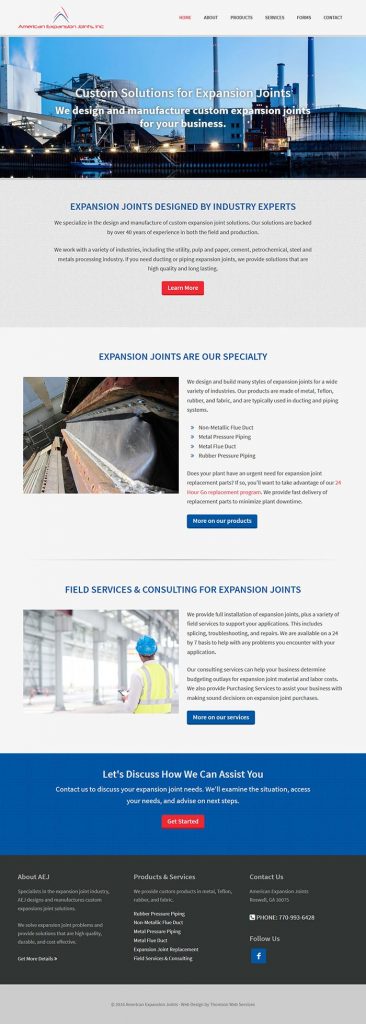 american expansion joints website design project