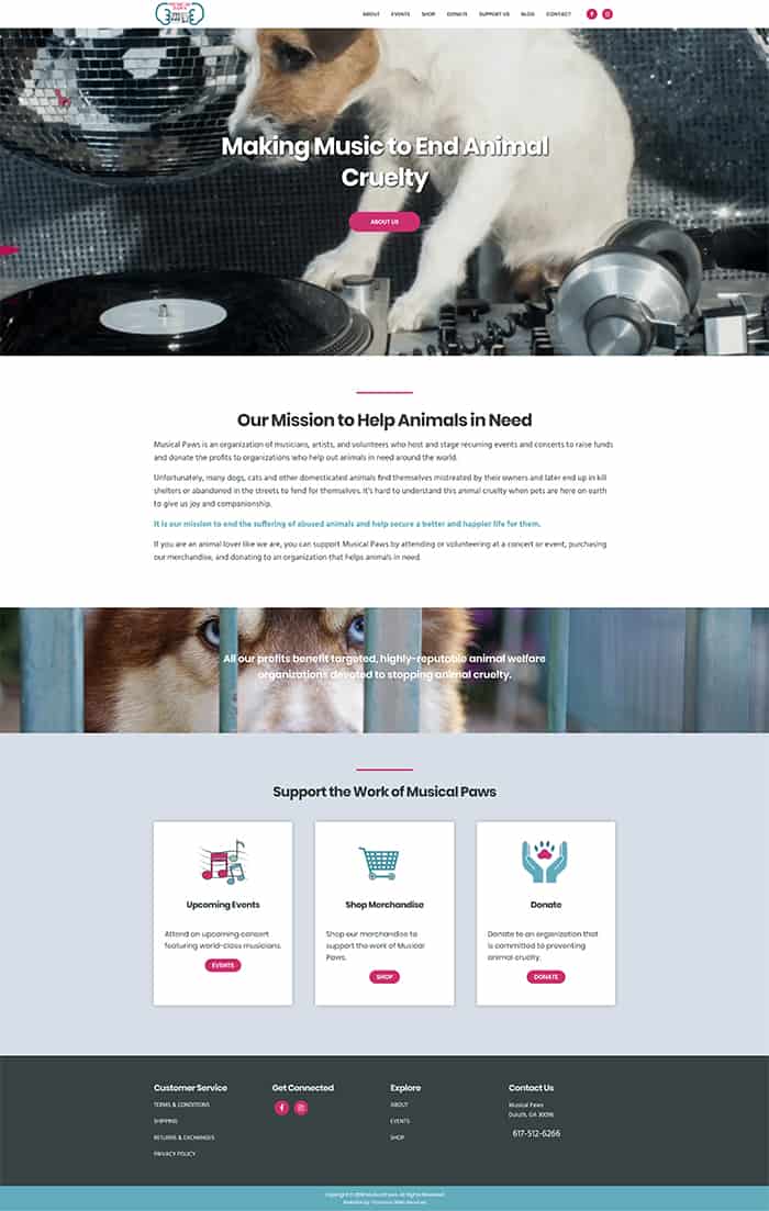 Musical Paws website design project